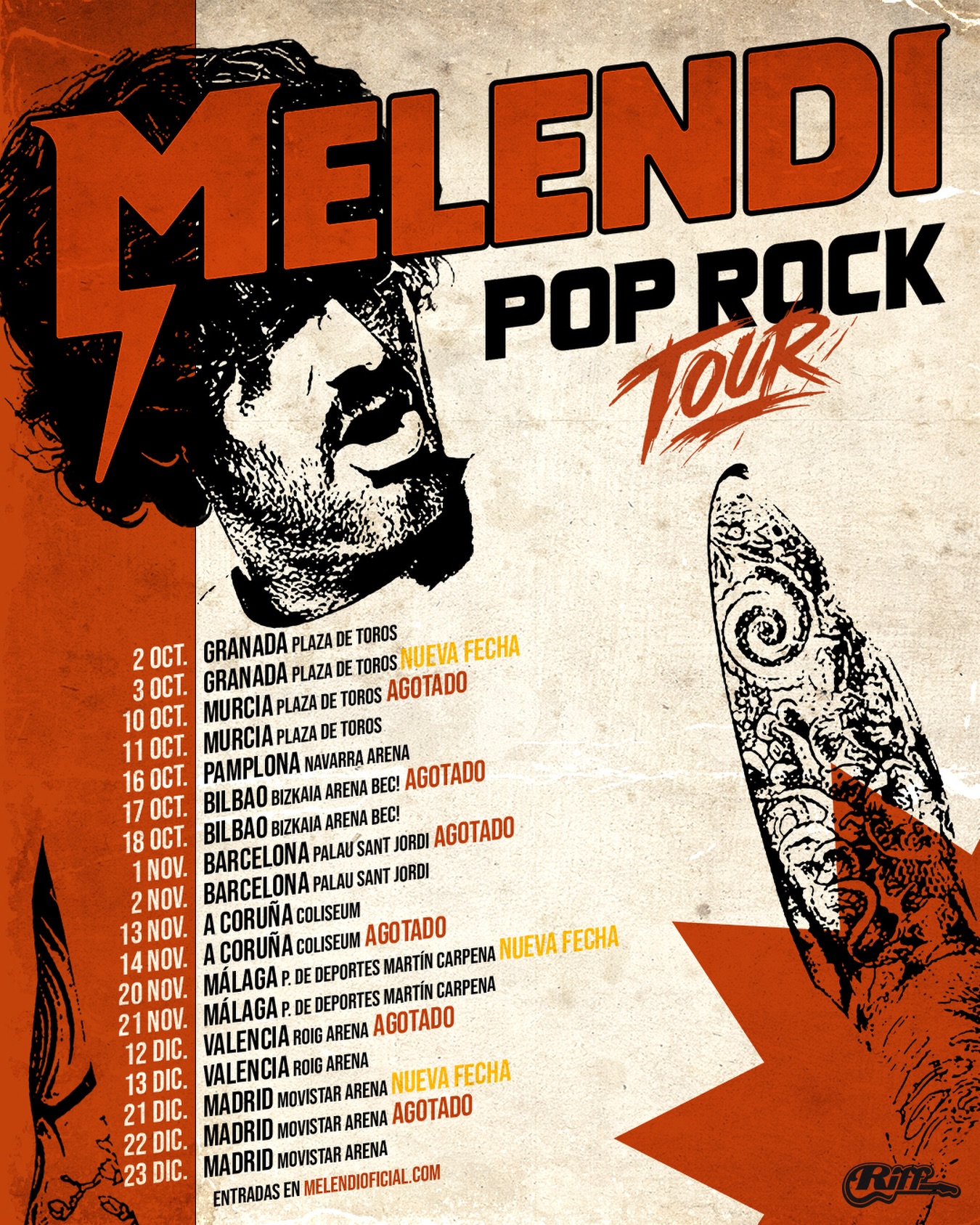 Melendi Pop Rock Tour Poster 2026